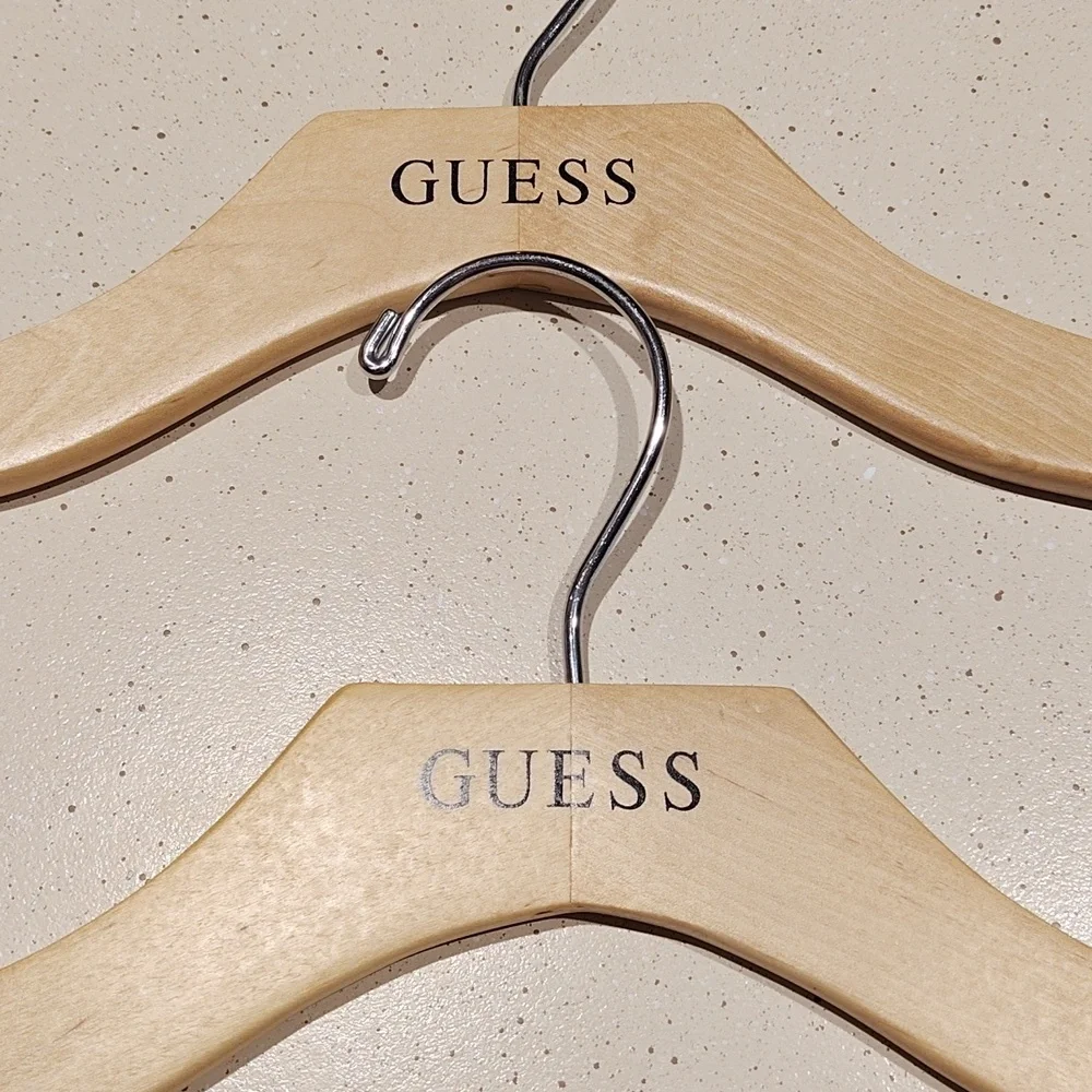 Guess Natural Wood Hangers with Silver Hooks
